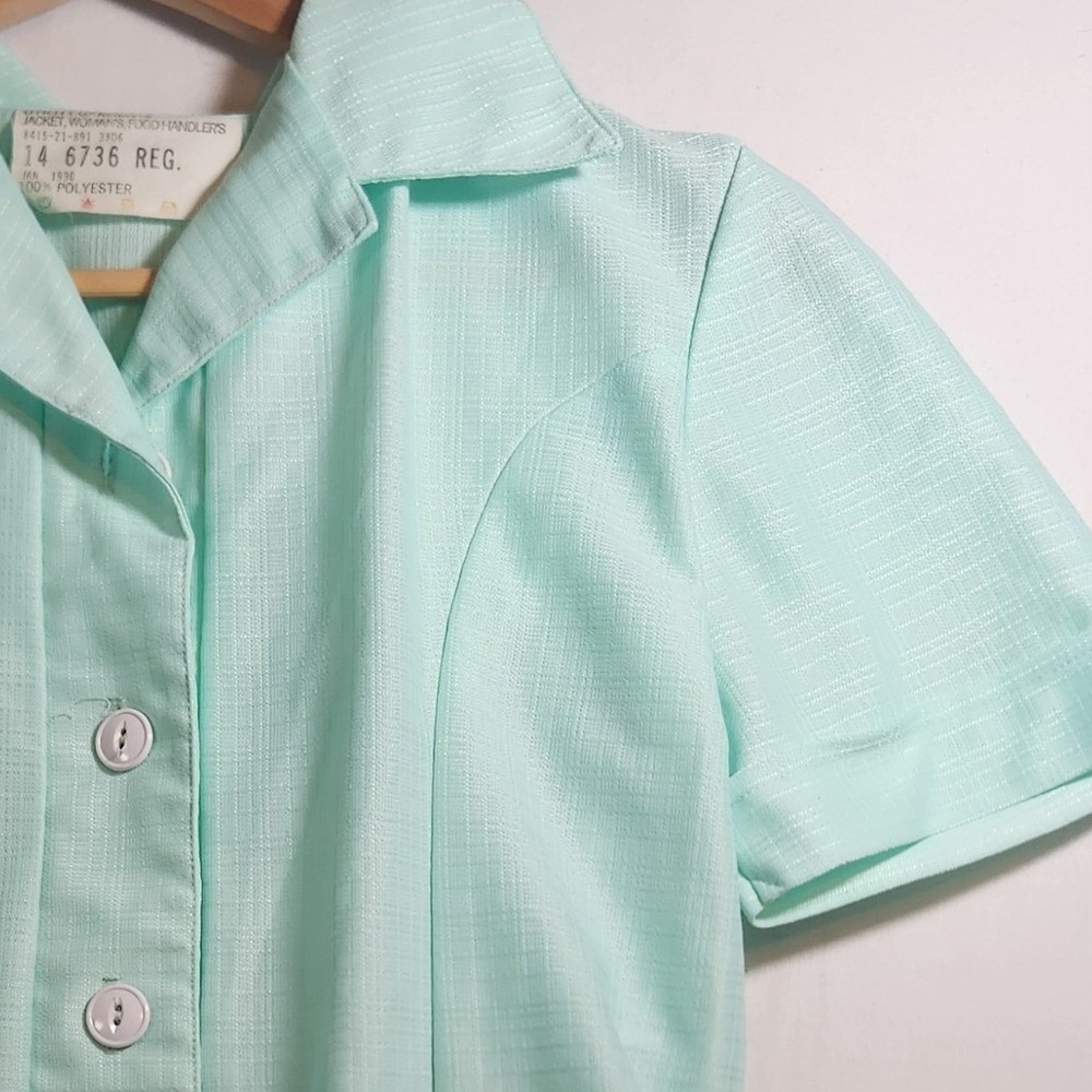 Vintage 1970 Utility Garments Mint Green Food Handler Jacket Womens 14